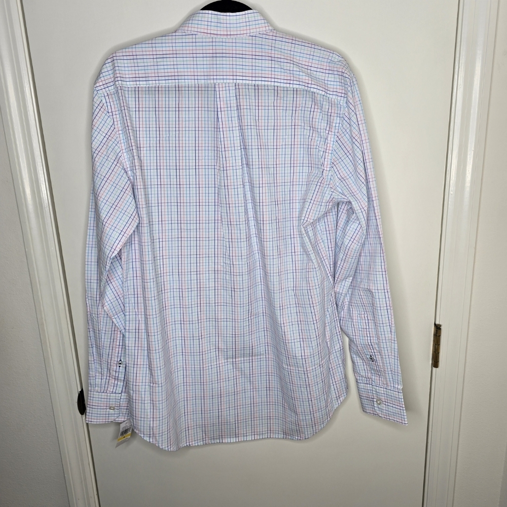 IZOD Men's White Colored Plaid Shirt NWT Medium - Picture 5 of 10